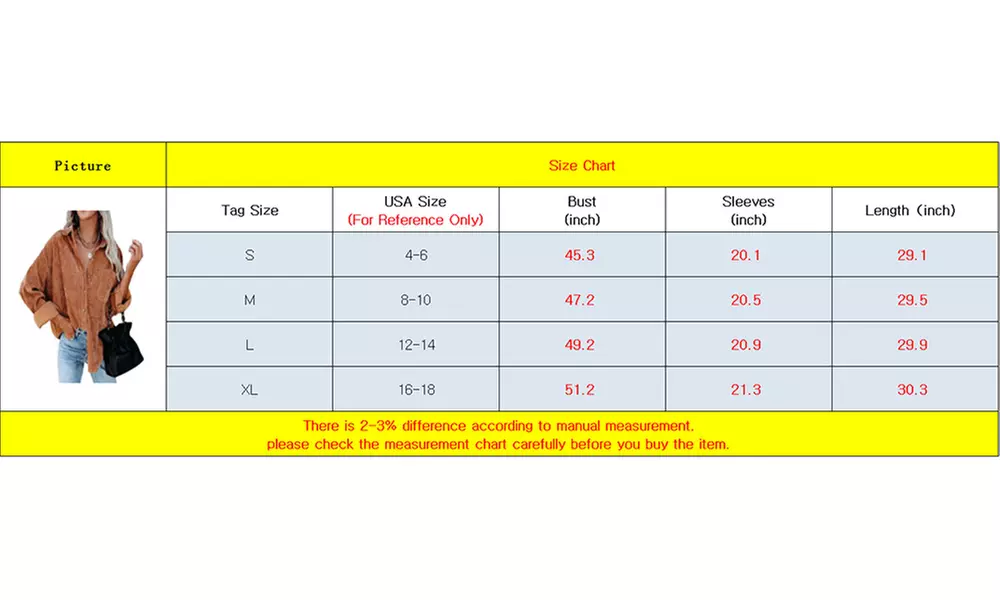 Women Loose Casual Corduroy Button Down Shirts Long Sleeve Blouses Tops