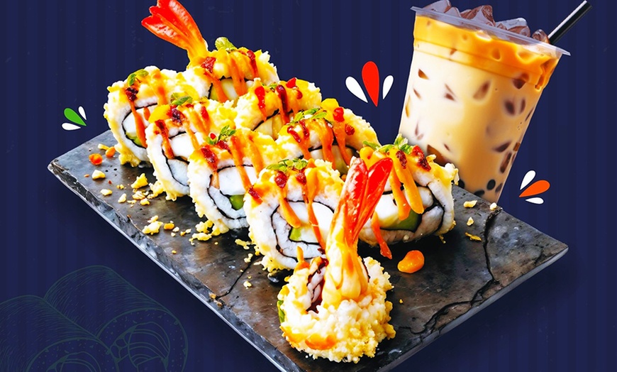 Image 1: 50% Off Fresh Sushi & Bubble Tea Meal Deal - Dine-In or Takeaway 