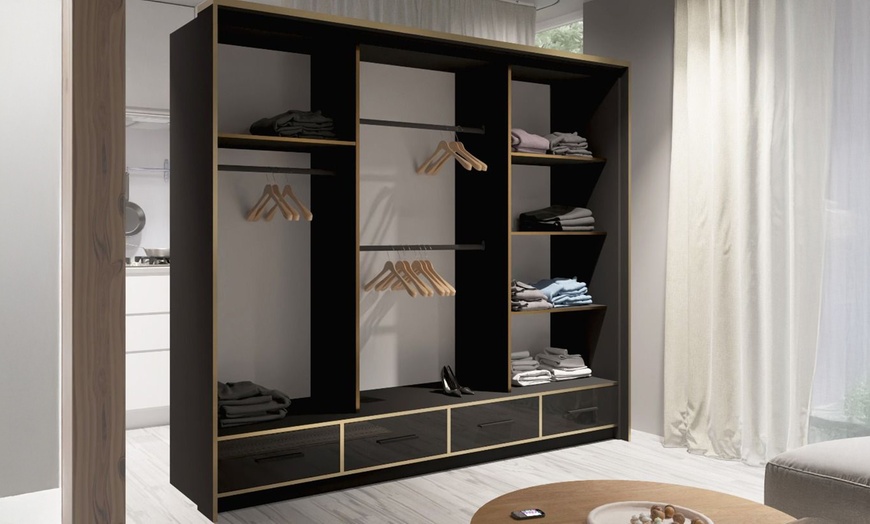 Image 14: Sweden Modern High Gloss Wardrobe with Drawers