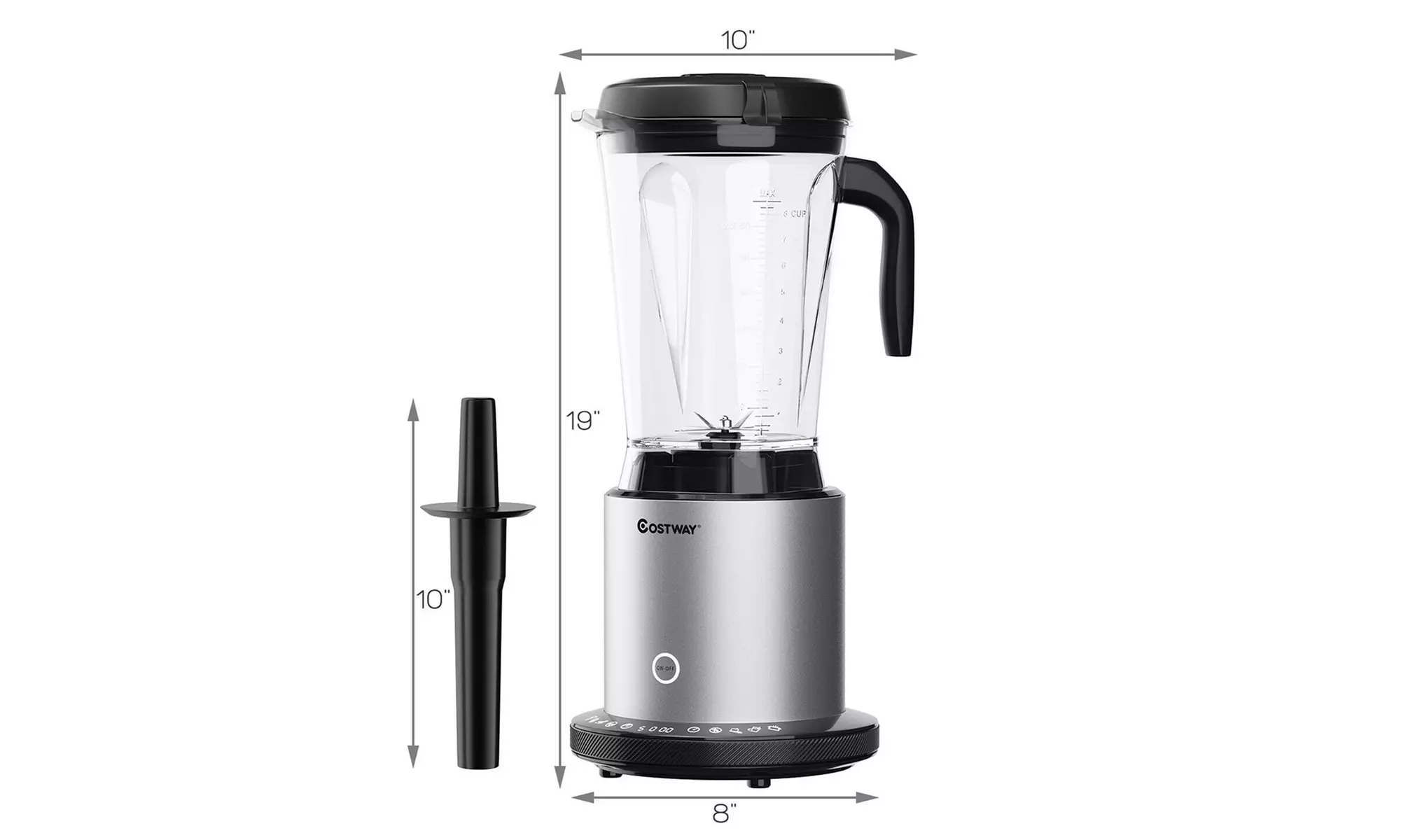 Costway 1500W Countertop Blender Smoothie Maker High Power Blender w/ 10 Speeds - Second Medium