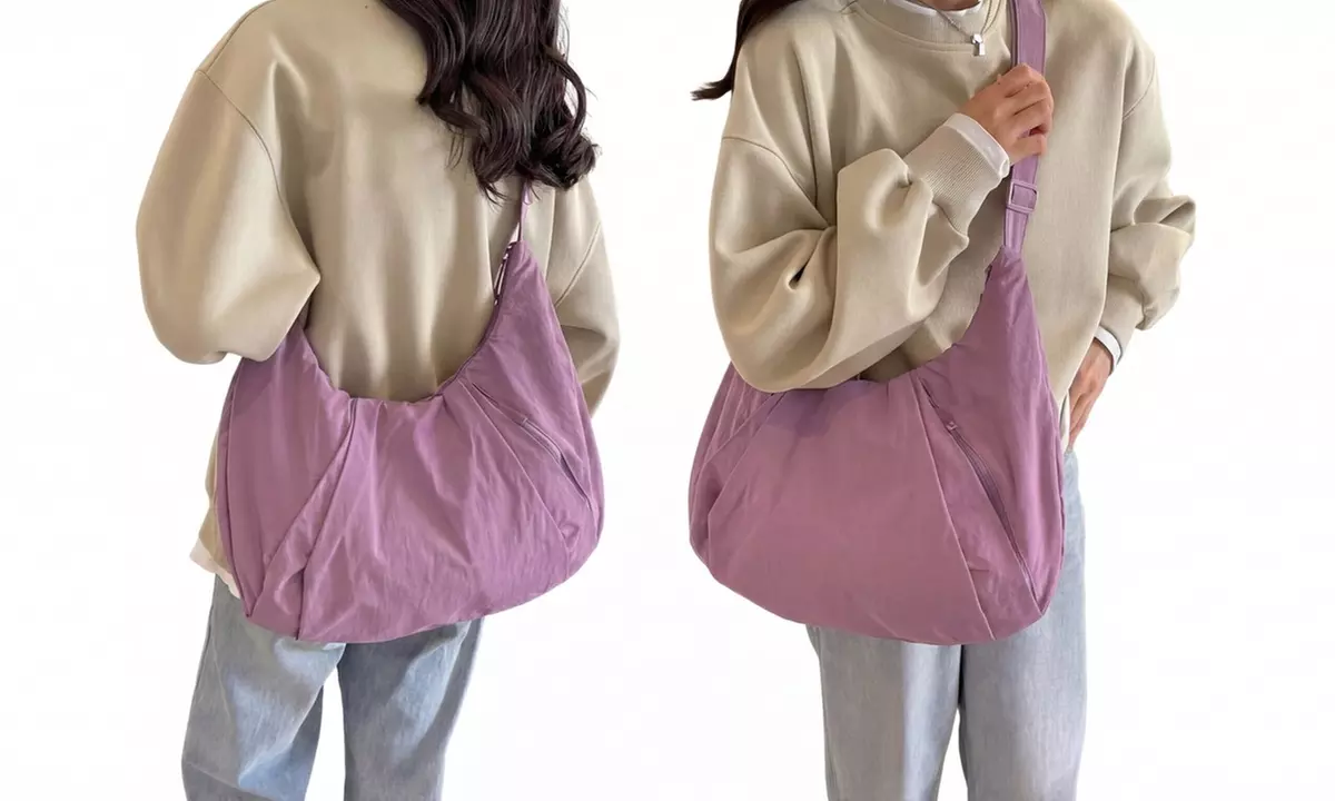 Nylon Crescent Crossbody Bag with Adjustable Strap for Women