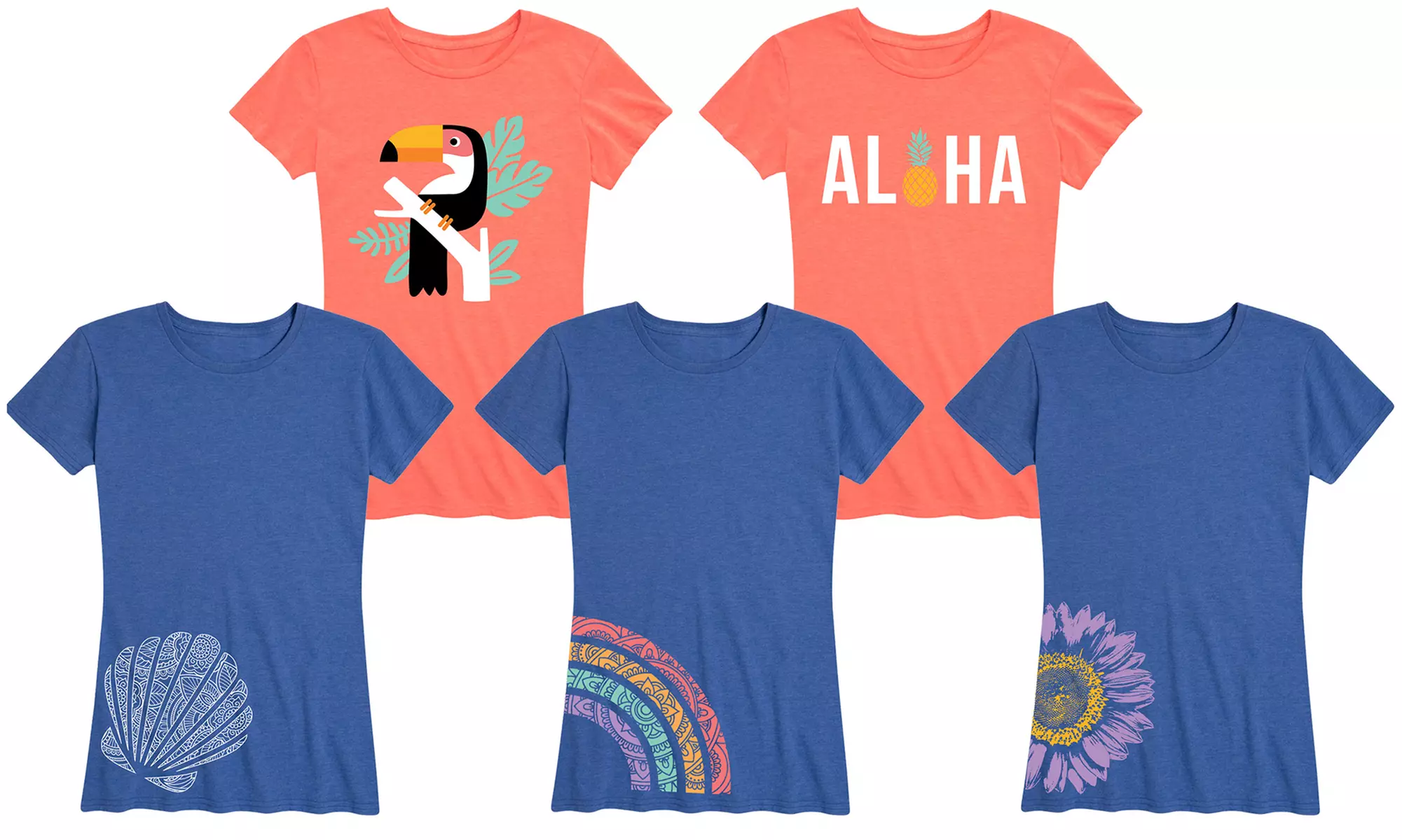 Women's Bright & Bold Summer Side Hit Tees  - Primary Image