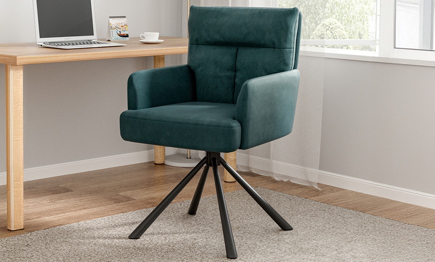 Image 3: Living And Home Velvet Swivel Armchairs