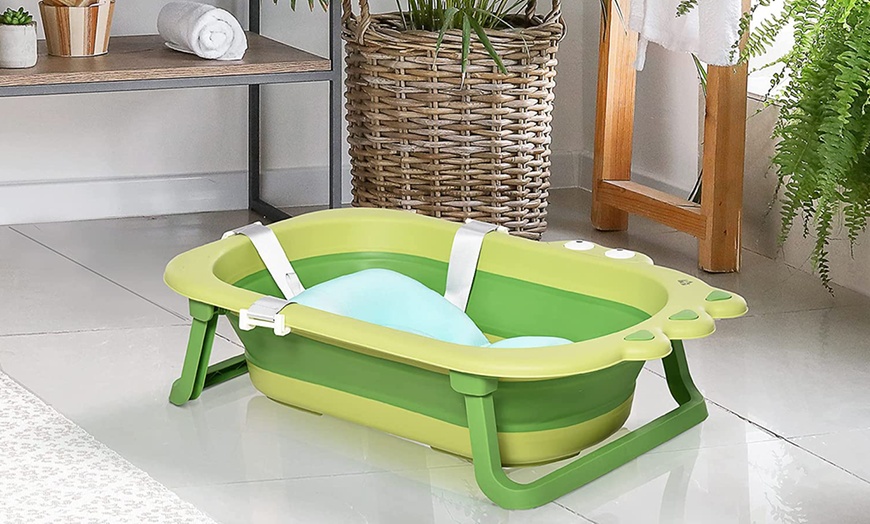 Image 2: HomCom Baby Crocodile Collapsible Bath