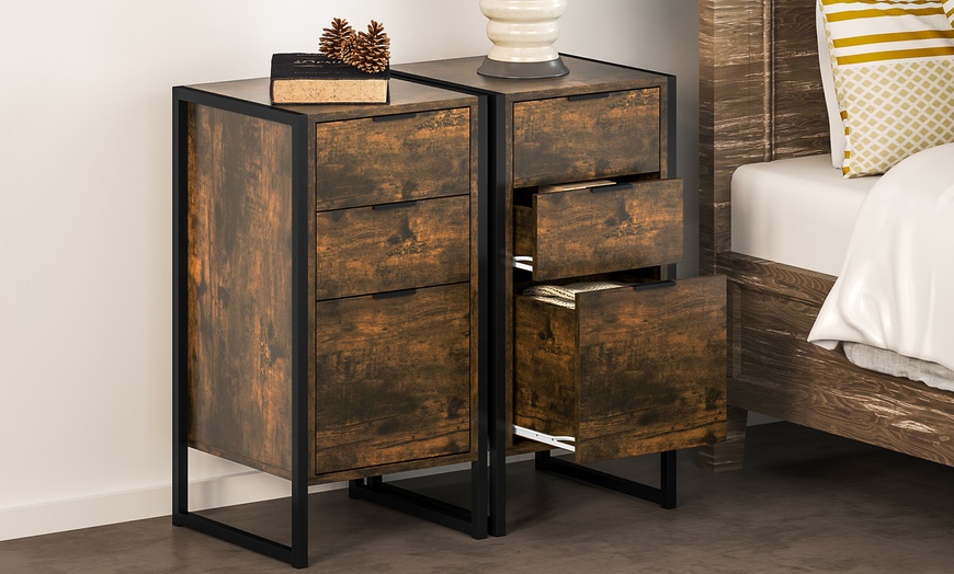 Image 9: HOMCOM Three Drawer Chest of Drawers