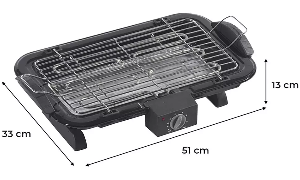 Barbacoa eléctrica de sobremesa de 2200W con 5 niveles de temperatura regulable - Second Medium