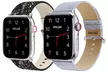 Waloo 2-Pack of Leather Bling and Shiny Brilliance Apple Watch Bands - Second Medium