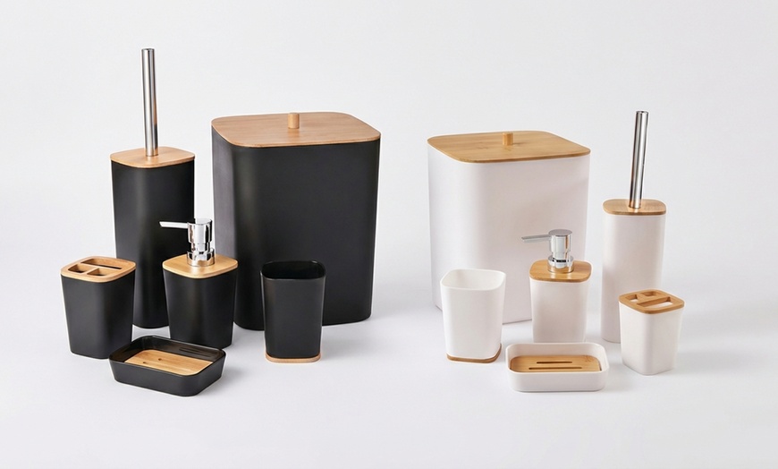 Image 3: 6-delige badkamerset met bamboe details