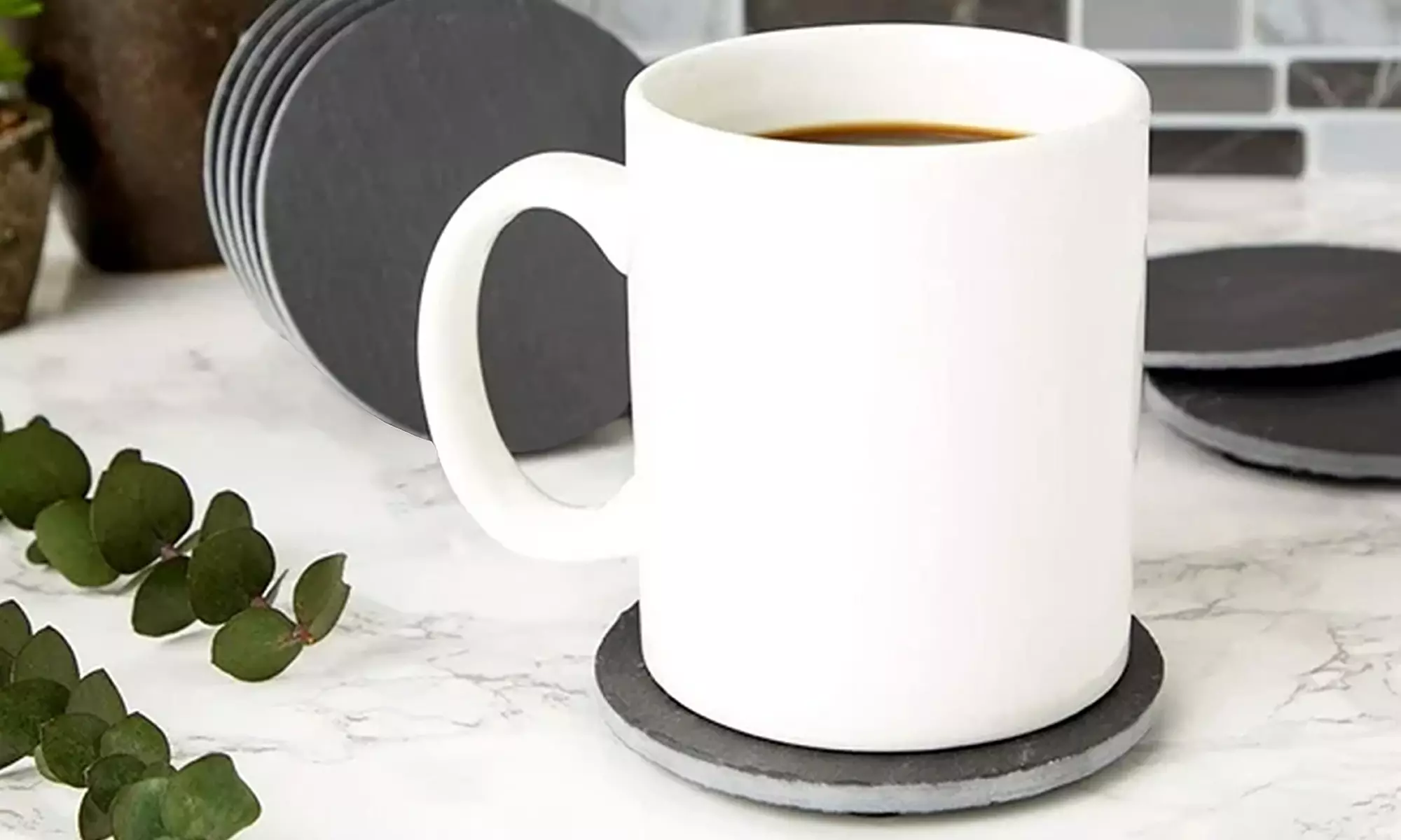 8er-Set natürliche Schiefer-Untersetzer