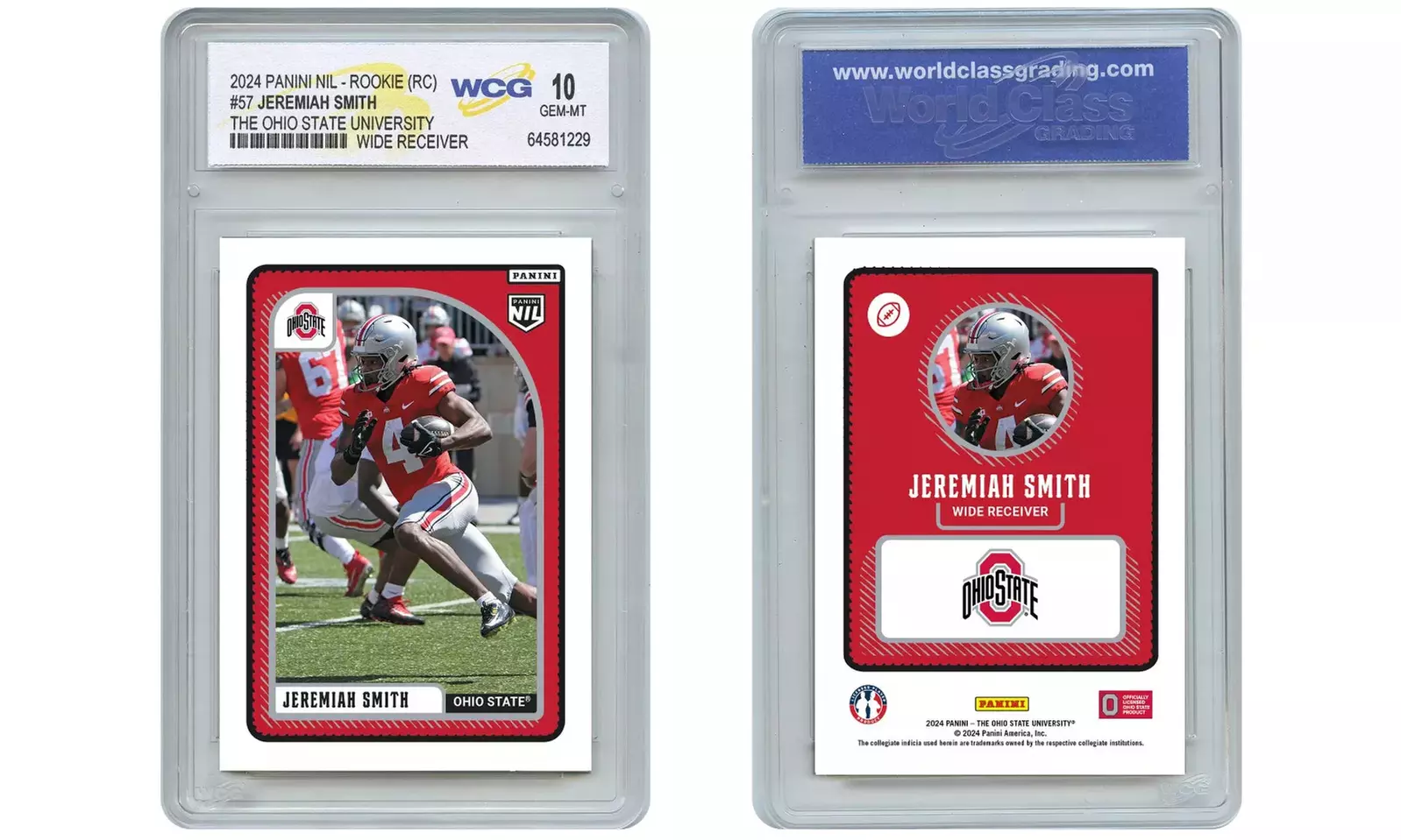 2024 Panini NIL JEREMIAH SMITH WR The Ohio State Rookie Card #57 - Gem Mint 10 - Primary Image