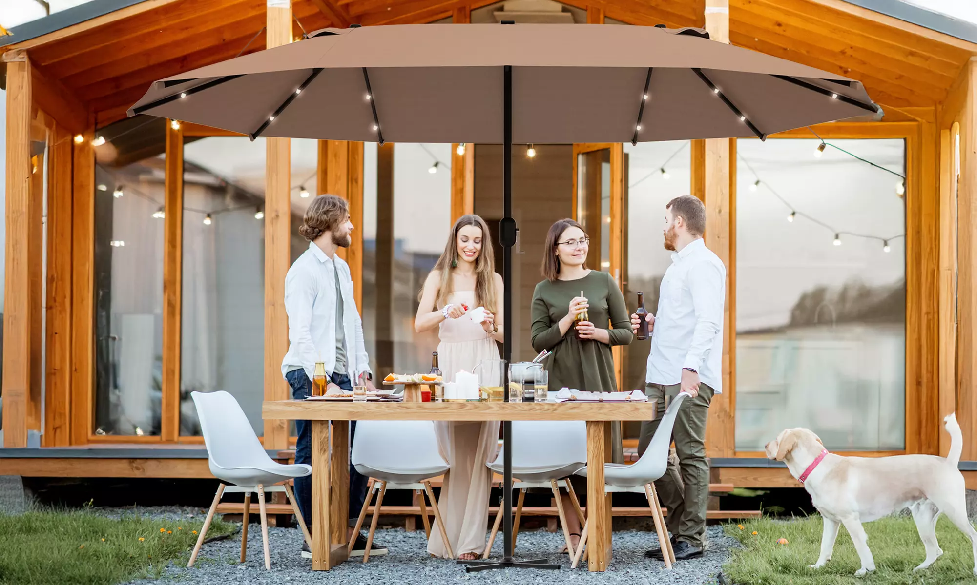 Outsunny 4.4m Double-Sided Sun Umbrella Garden Parasol