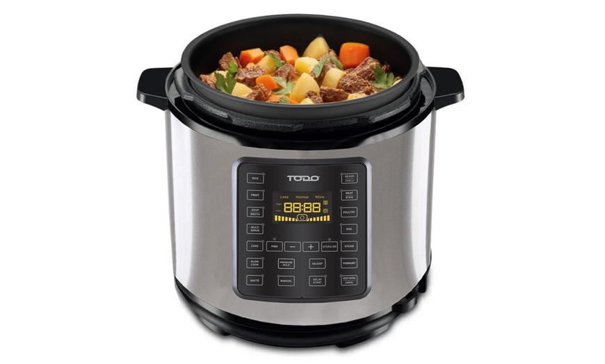 Image 3: TODO 1000W 6L Electric Pressure Cooker 15 Preset Functions