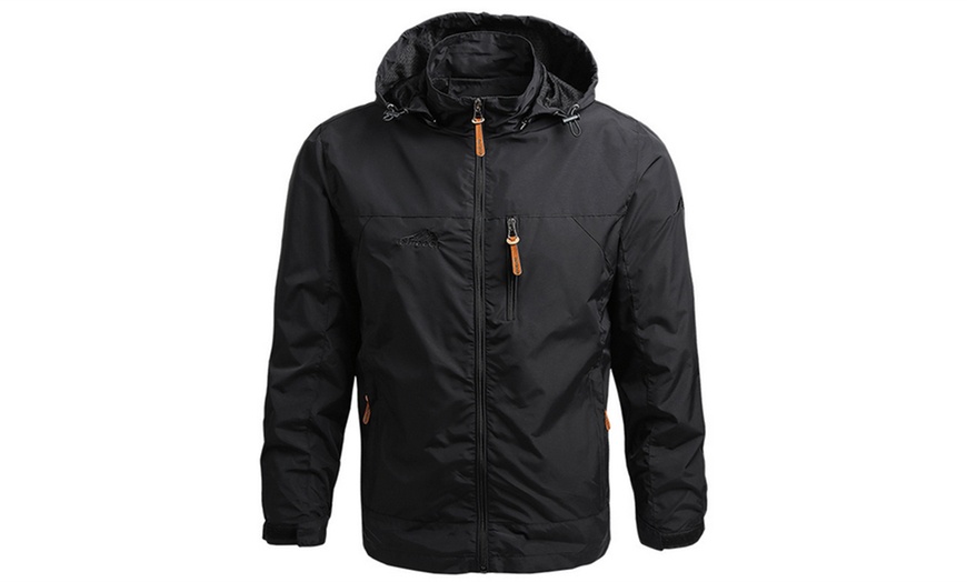 Image 10: Men's Hooded Windbreaker Jacket