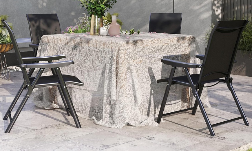 Image 2: Outsunny Set of 4 Folding Garden Chairs