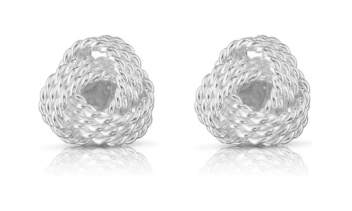 Italian Made 925 Sterling Silver Twist Love Knot Stud Earrings