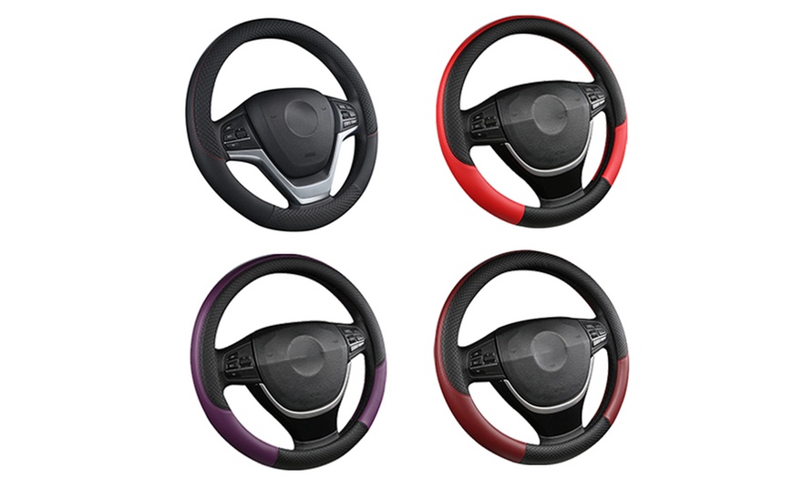 Image 1: Universal Fit Steering Wheel Cover