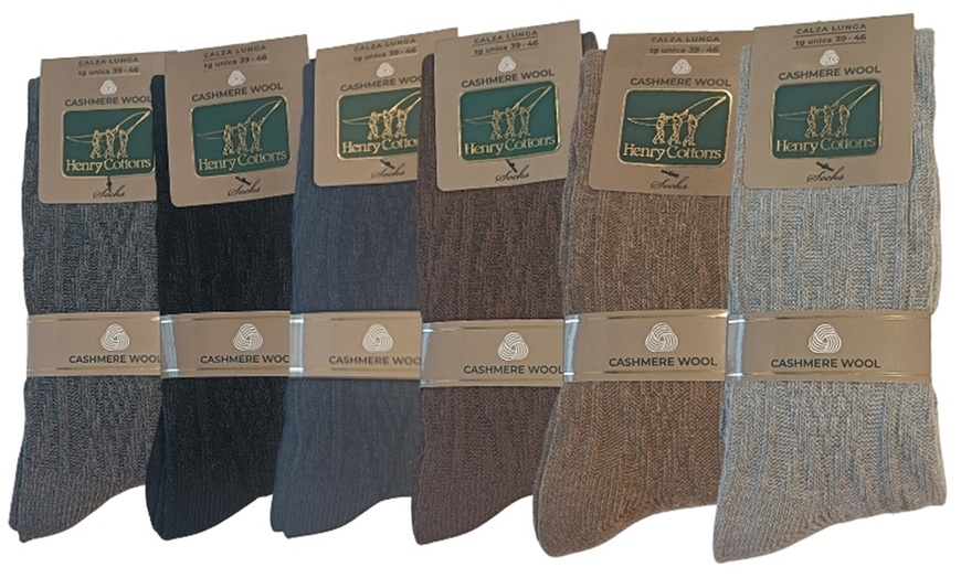 Image 6: Pack di 6 paia di calze lunghe uomo in cashmere e lana Henry Cotton's
