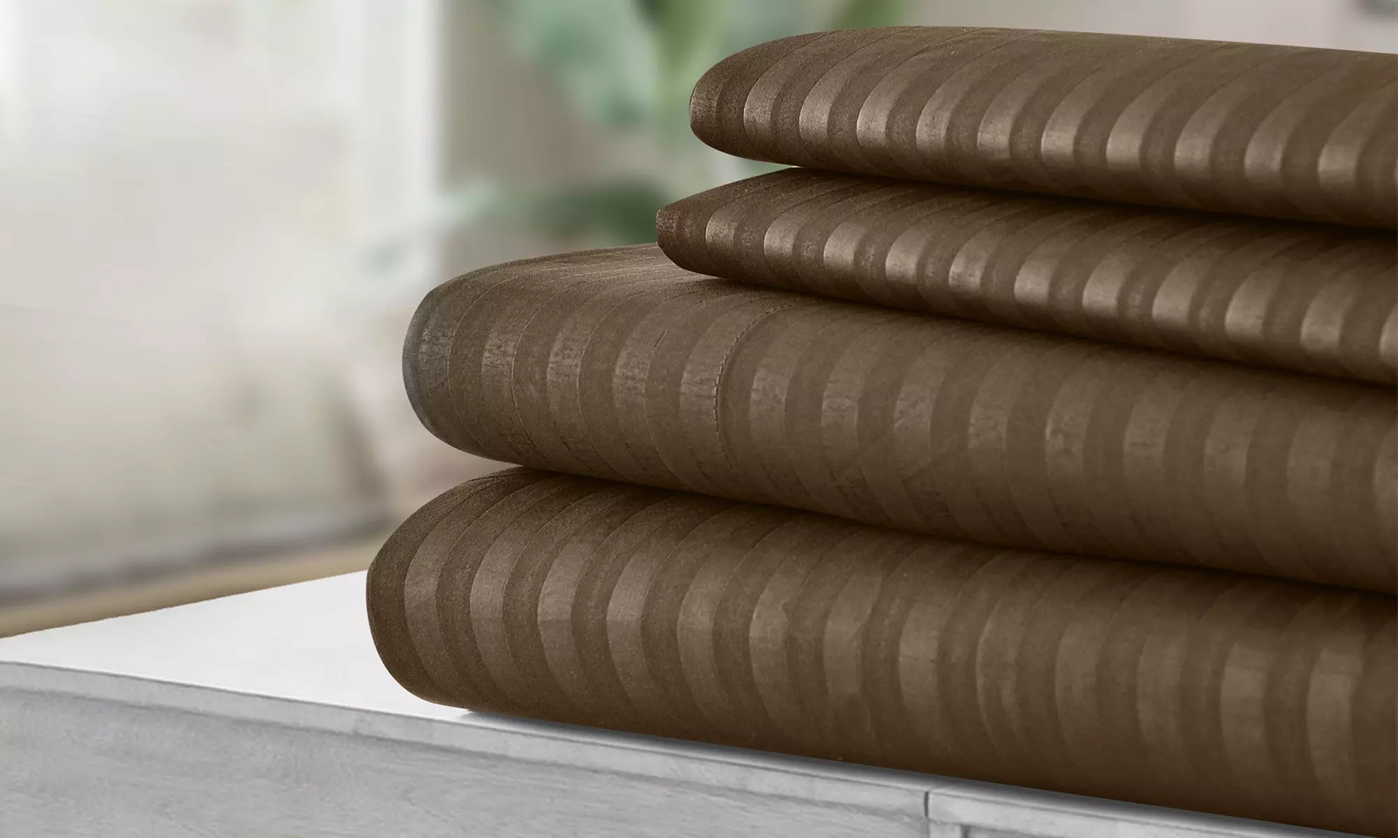 Lux Decor 4 Piece Stripe Bed Sheet Set Microfiber Deep Pocket Bedding Sheets