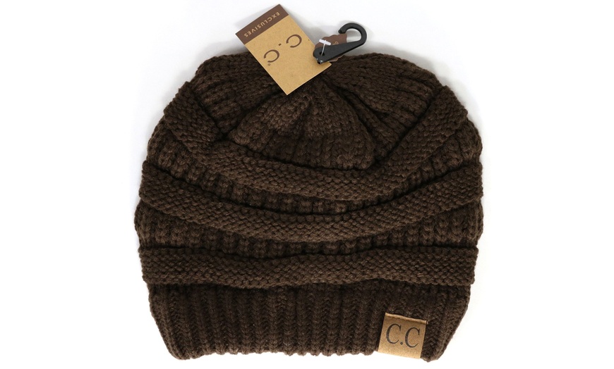 Image 14: Cheveux Corp. Women's Solid Classic CC Beanie 