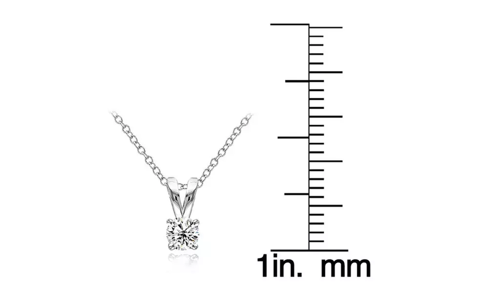 Sterling Silver Cubic Zirconia 5mm Round Solitaire Necklace