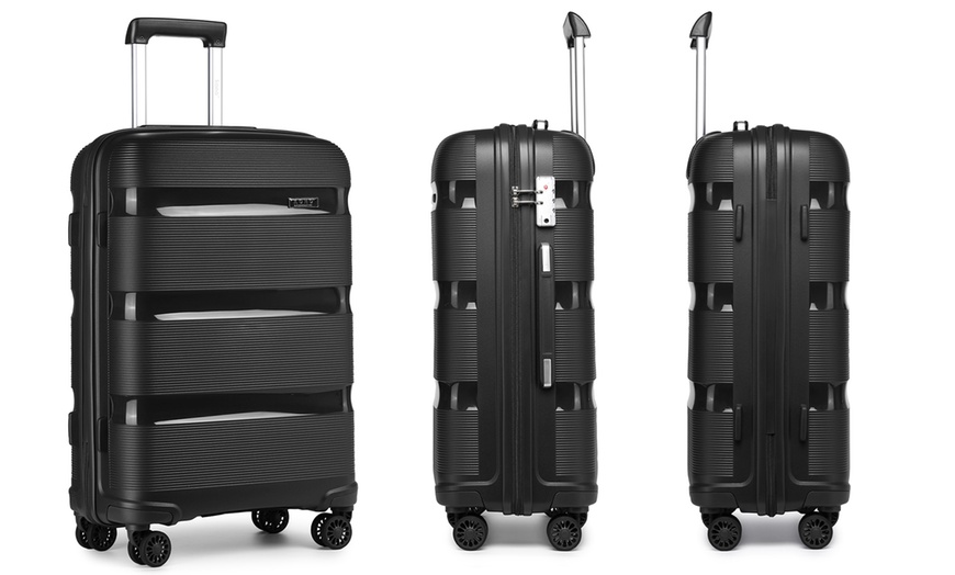 Image 7: Individual or Set of Three Textured Groove Hard Shell Suitcases