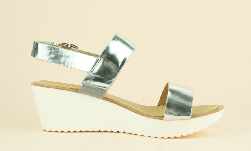 Image 4: Women's Silver Wedge Sandals