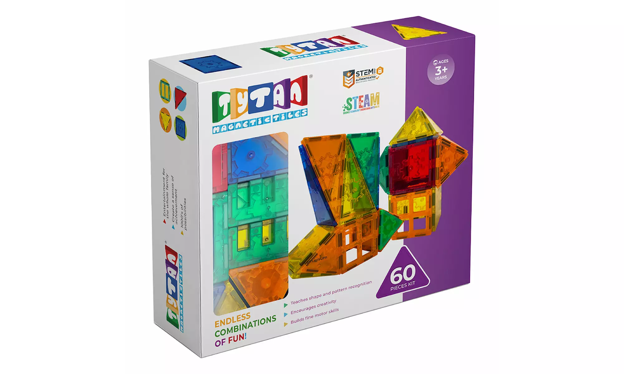 Tytan Toys 60 Pieces Magnetic Tiles 