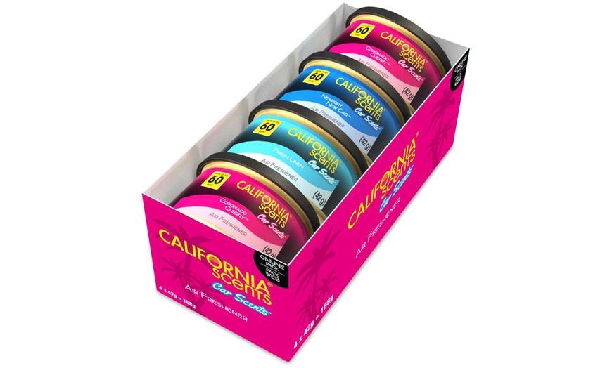 Image 1: Four-Pack California Scents Car Air Fresheners, Assorted Premium Scent