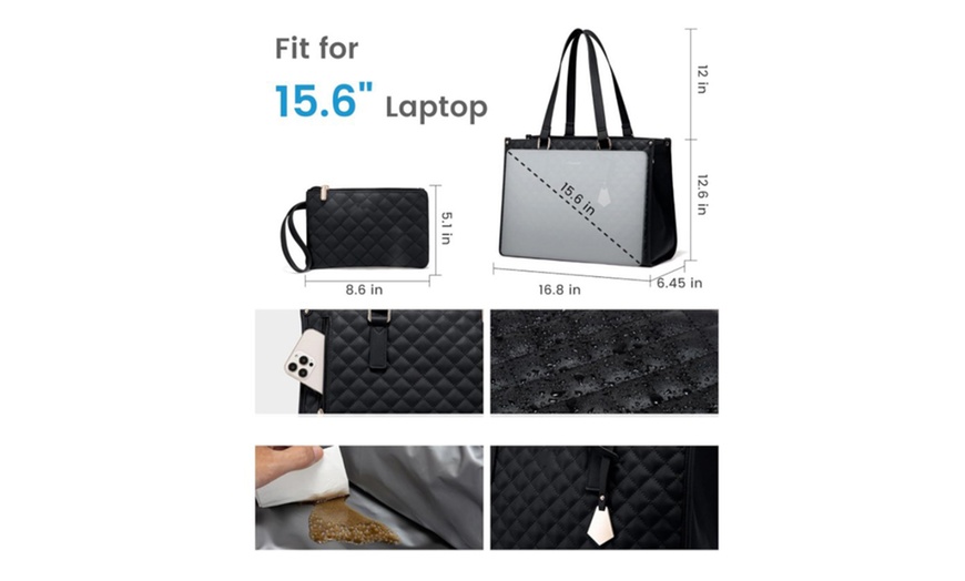 Image 4: Stylish 2-in-1 Tote Bag for Work/Travel with Insulated Lunch Section