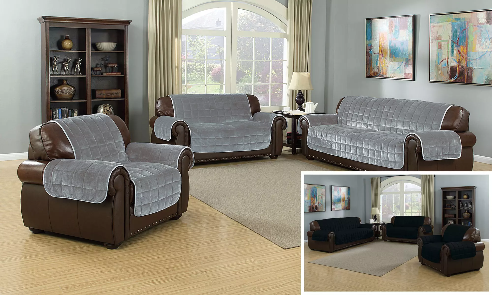 Heavy-Flannel Reversible Quilted Waterproof Furniture Covers - Primary Image