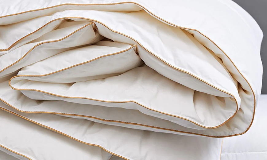 Image 3: Luxury Gold Coloured Piped Edge Winter Goose Feather & Down Duvet
