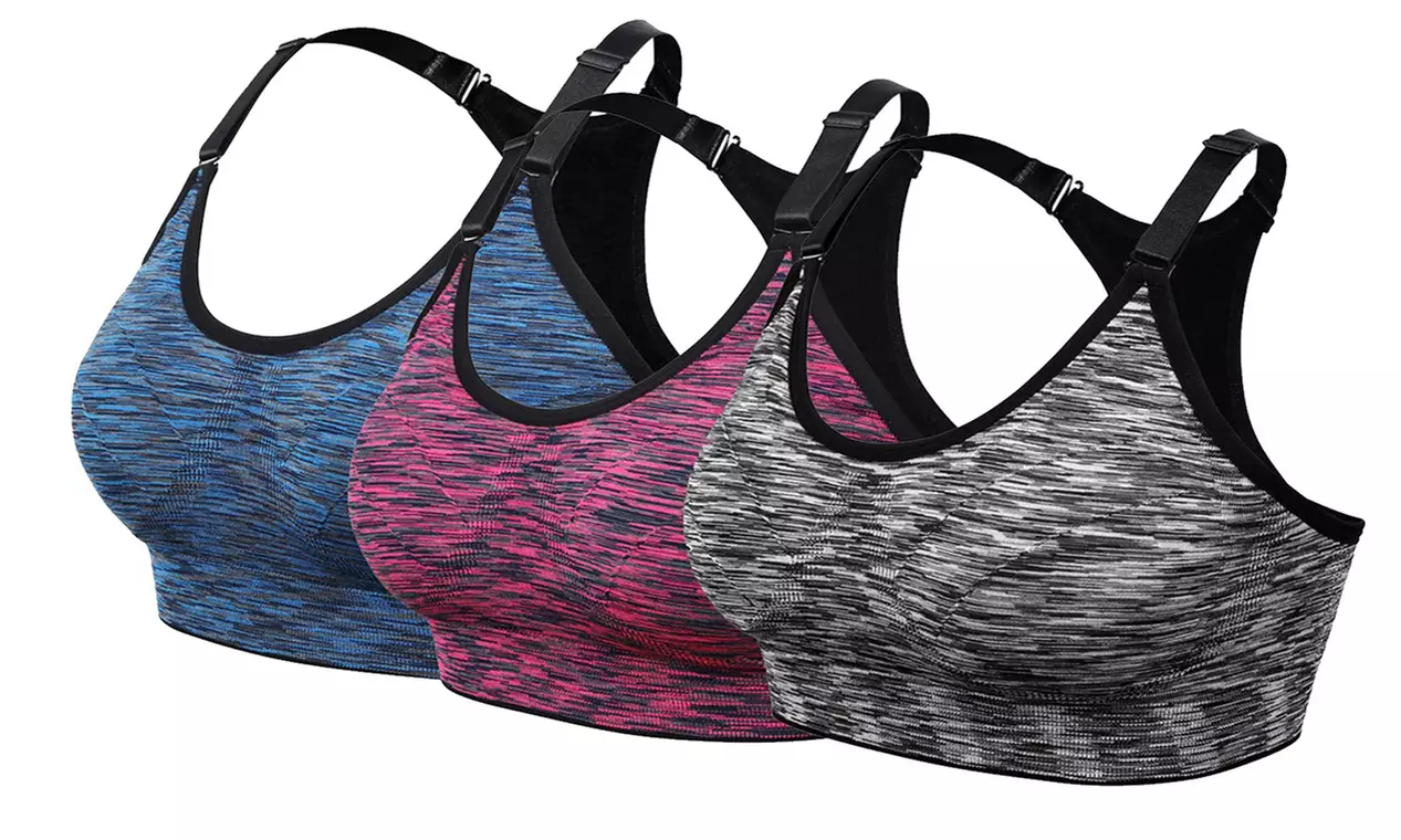 Women's Seamless Yoga Sport Bra Wirefree Padded Racerback Straps