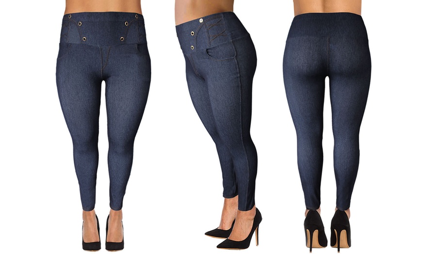 Image 4: Plus Size Denim Print Jeggings