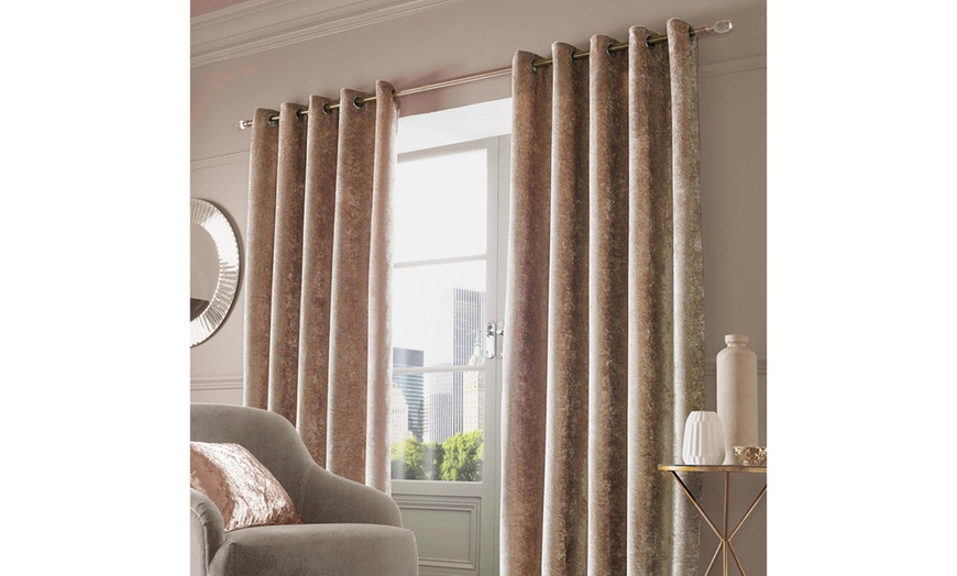 Image 4: Crushed Velvet Eyelet Curtains