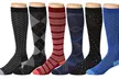 6-Pack Rexx Men's Knee-High Patterned Compression Socks - Second Medium