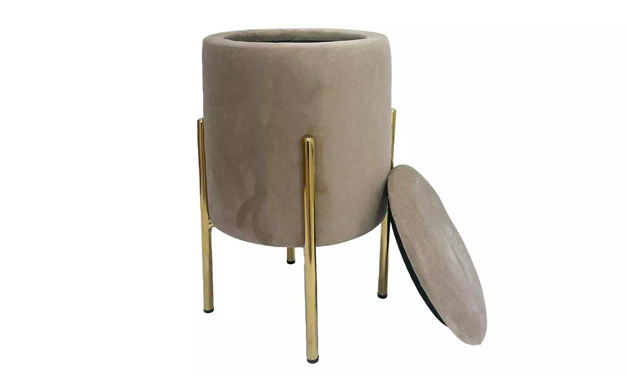 Puf de terciopelo con espacio de almacenamiento