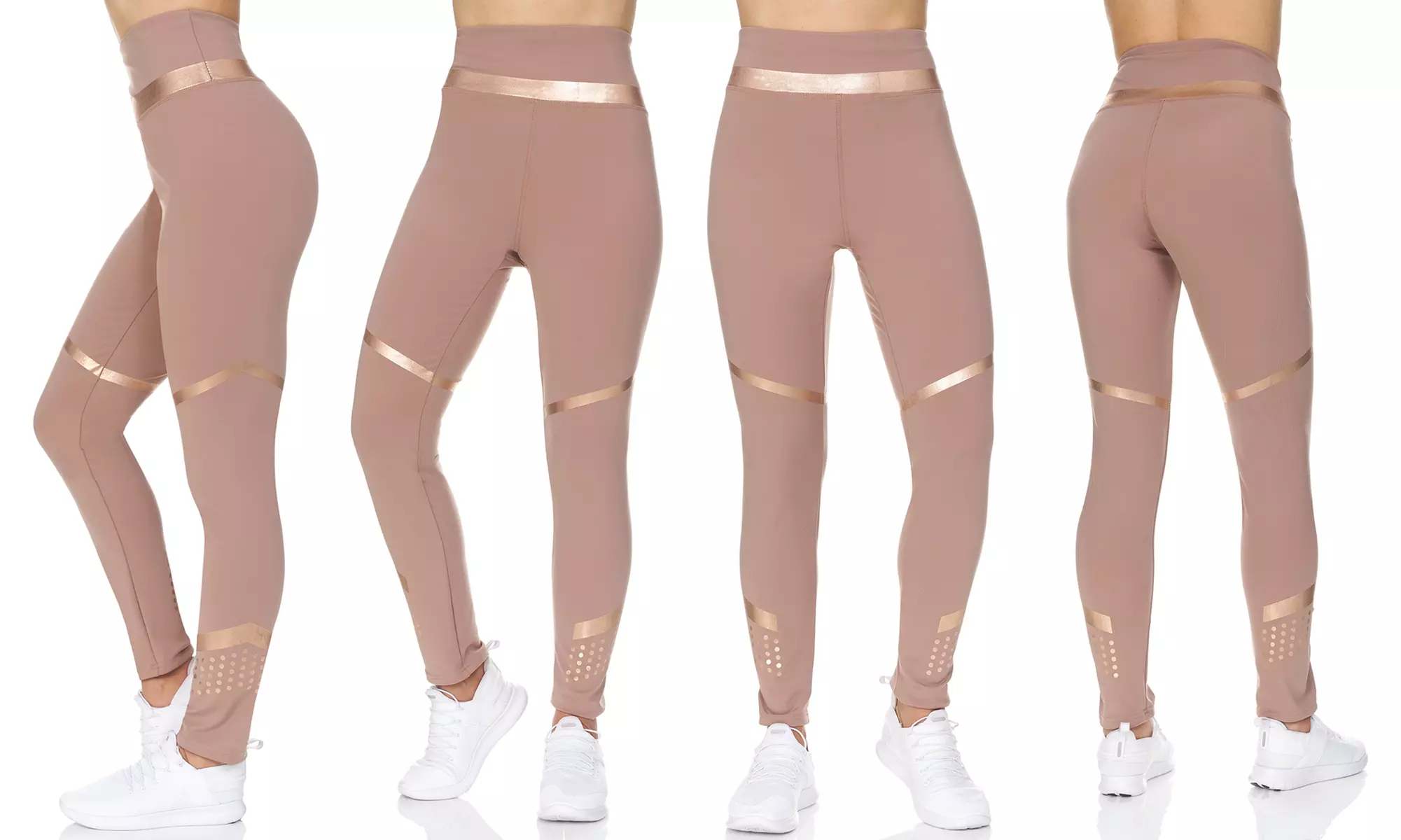 BSP Women's High-Waist Full-Length Active Leggings with Rubber Print Detail - Second Medium