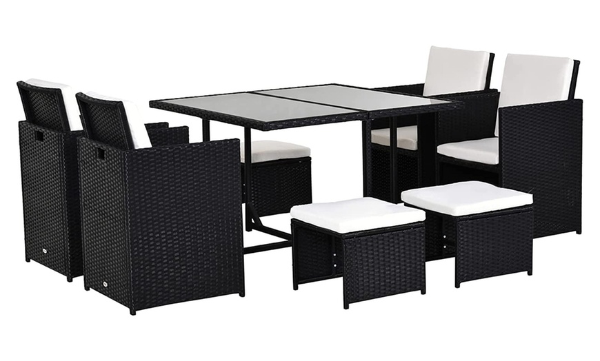 Image 12: 8 or 4 Seater Corner Rattan Garden Furniture Set with Table