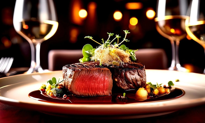 Image 1: Steak Dinner with Wine for Two or Four at Signature Steakhouse