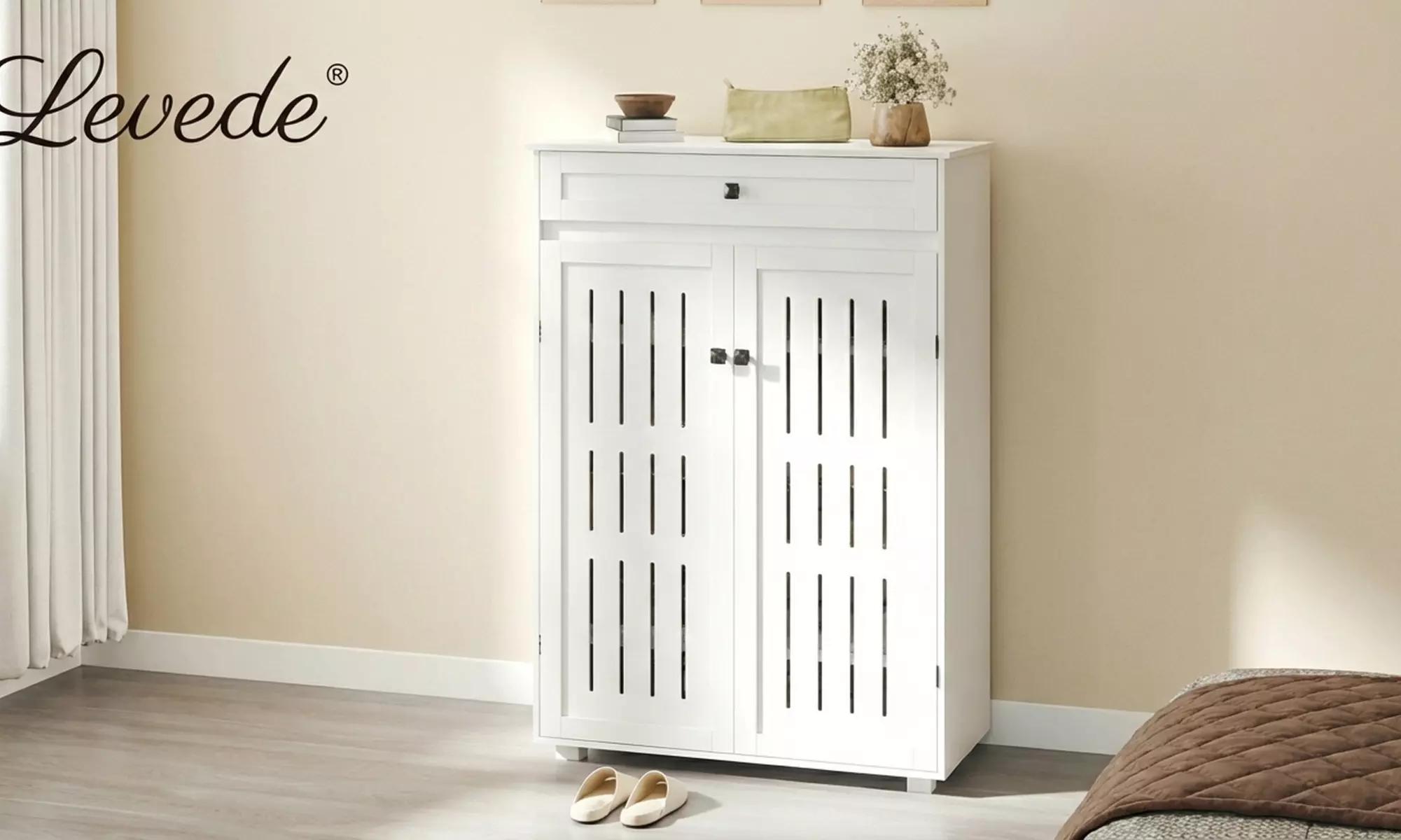 Levede Louvre Shoe Storage Cabinet