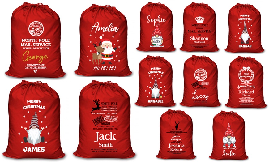 Image 1: Make Christmas magical with a Custom Red Santa Sack