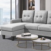 Image 1: Reversible Velvet L-Shaped Sectional Sofa with Ottoman Corner Couch