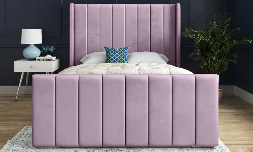 Image 11: Oxford Upholstered Soft Touch Plush Velvet Bed Frame