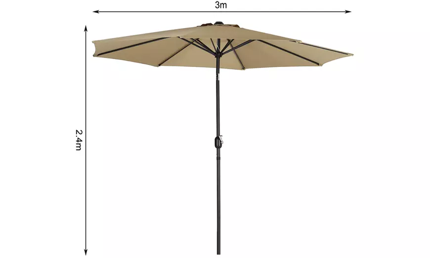 Image 6: 3M Khaki Rotating Parasol with Optional Fillable Base