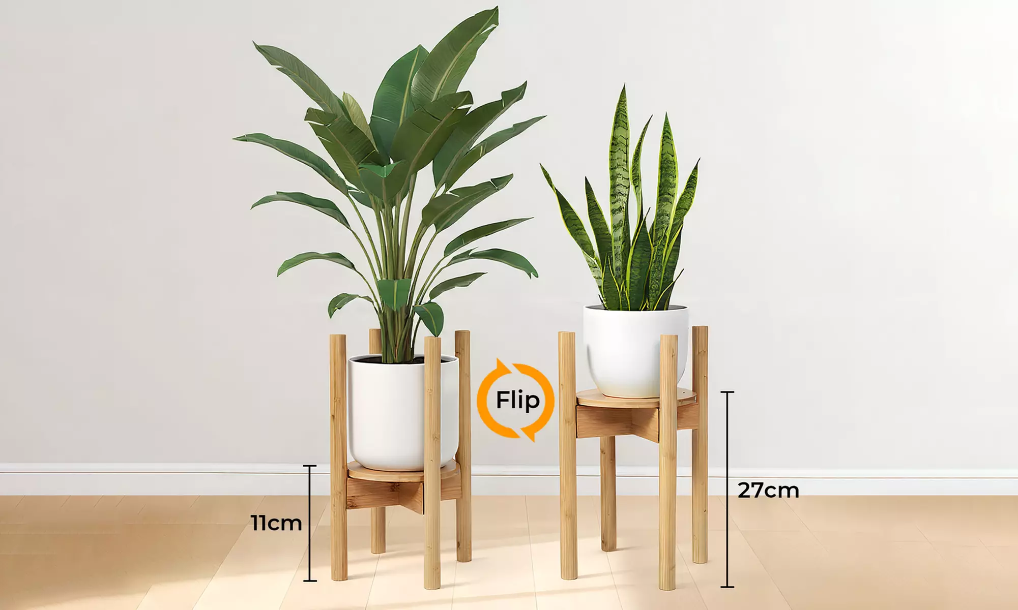 Levede Adjustable Bamboo Plant Stand - Indoor Pot Holder with Tray