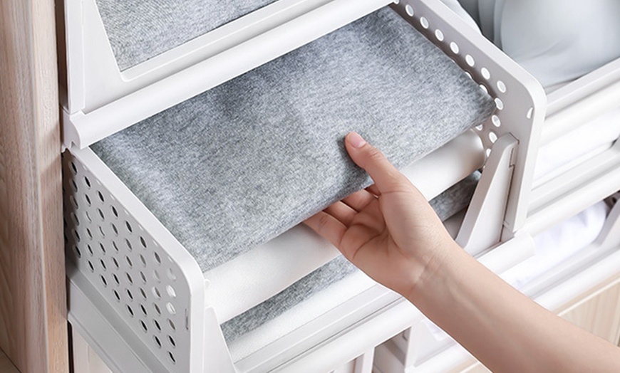 Image 8: Foldable Stackable Drawer Storage Basket 