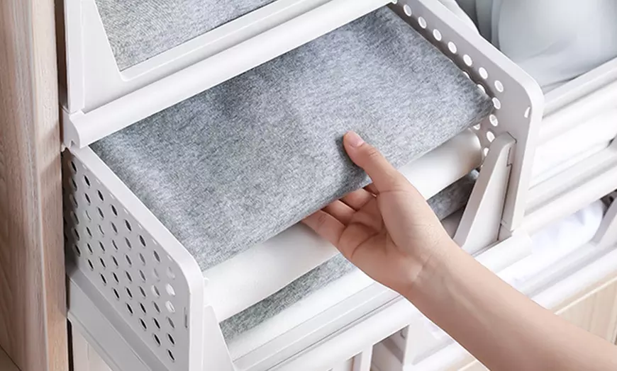 Image 8: Foldable Stackable Drawer Storage Basket 