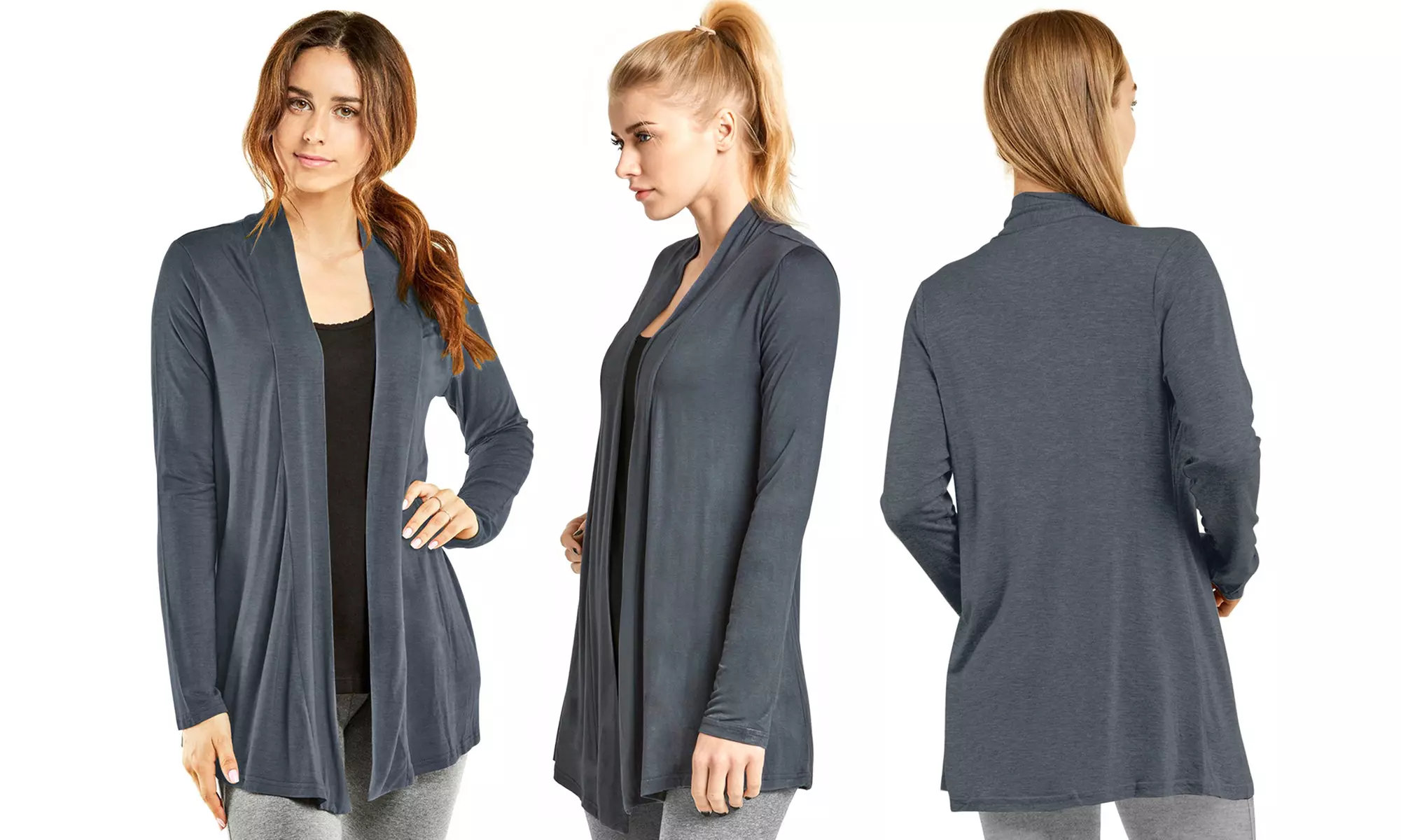 Women's Casual Long Sleeve Open Front Lightweight Drape Cardigan