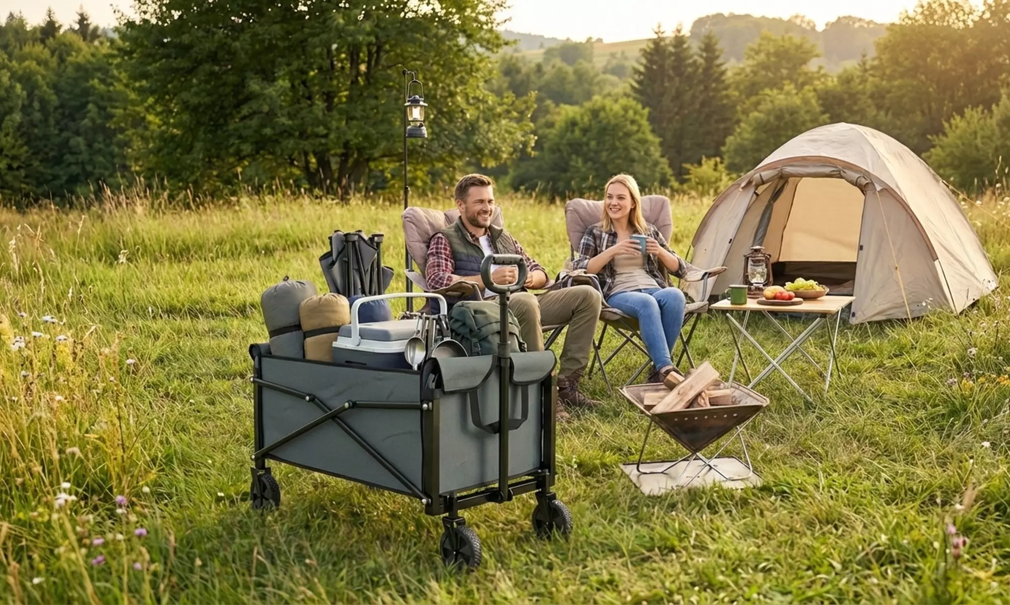 Outsunny Foldable Festival Trolley Cart with 80L Capacity