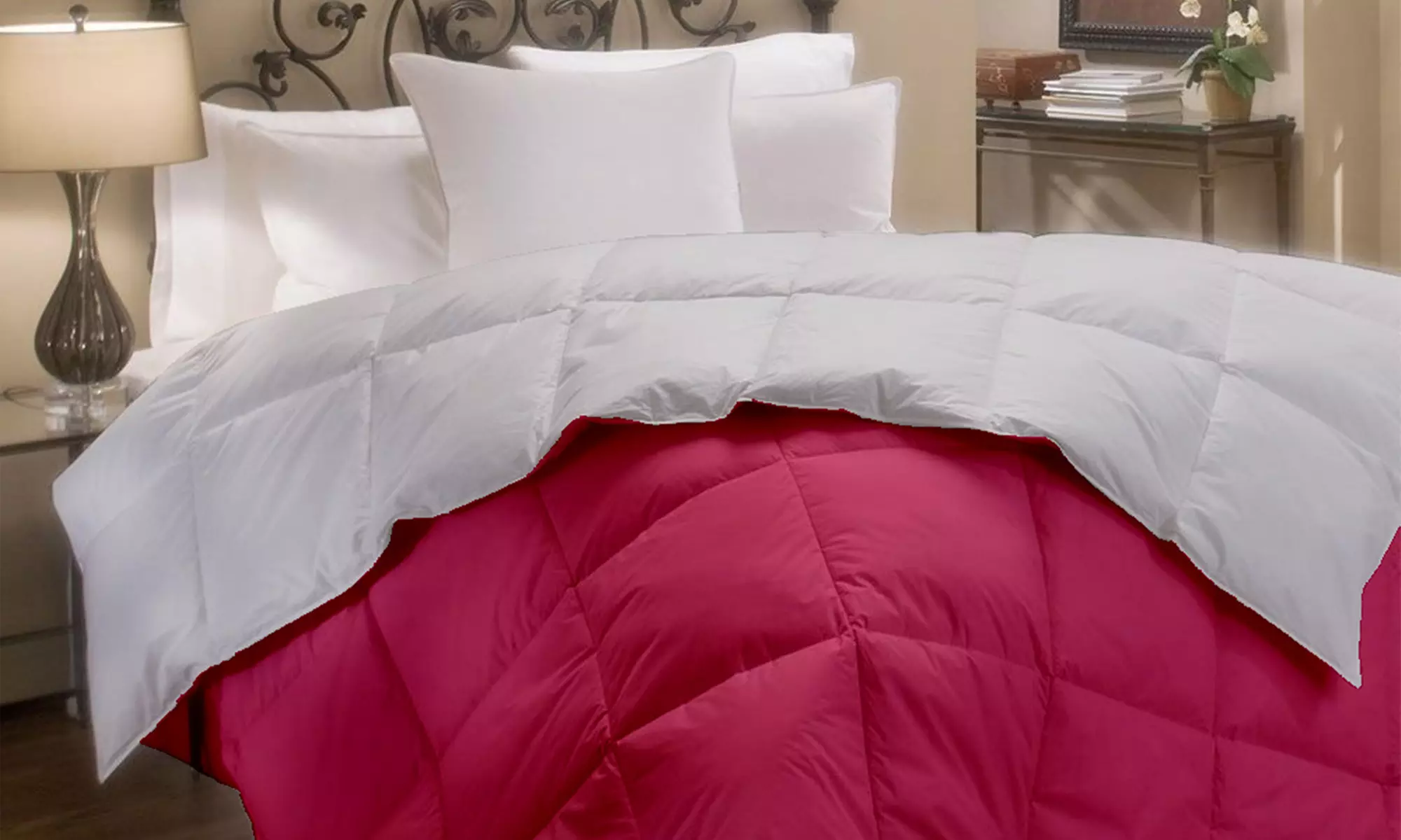 Couette d’hiver réversible avec 90% plumes d’oie